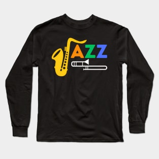 Jazz Music Saxophone Trumpet Colors Long Sleeve T-Shirt